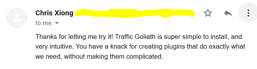 Traffic Goliath Feedback 3