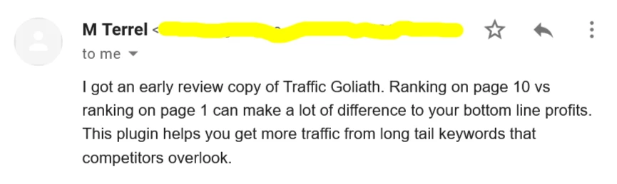 Traffic Goliath feedback 